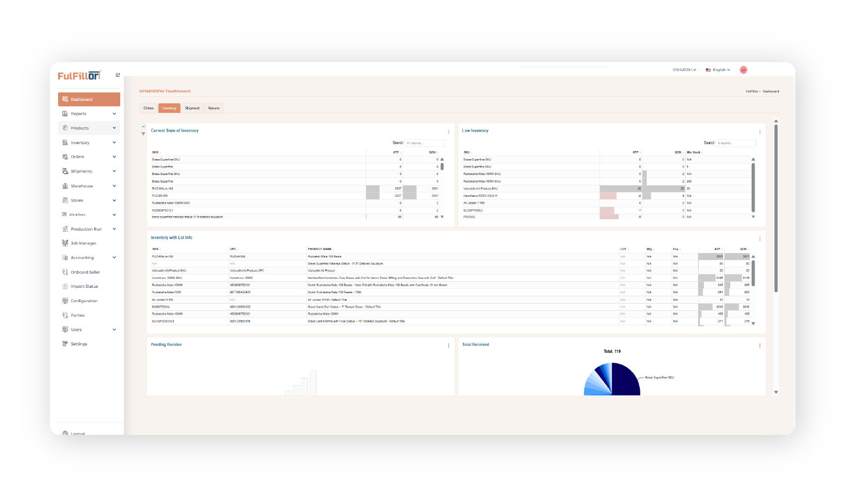 Fulfillor Order Dashboard